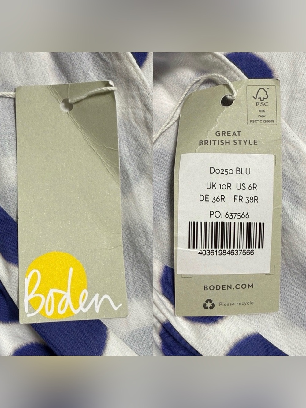 Boden White Halter Mini Dress with Blue Polka Dots - Picture 14 of 16